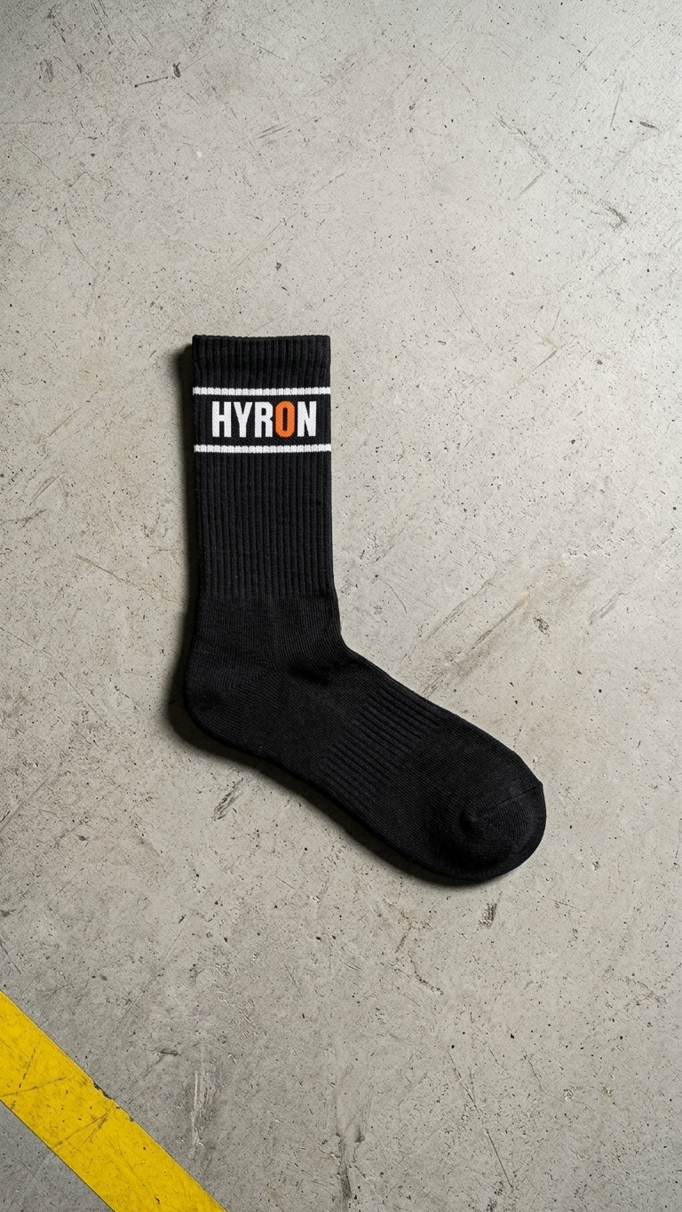 HYRON Socks — Noir Carbone, à plat